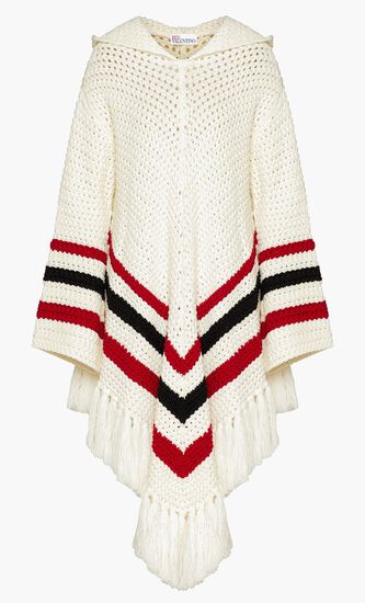 Wool Poncho with Striped Pattern