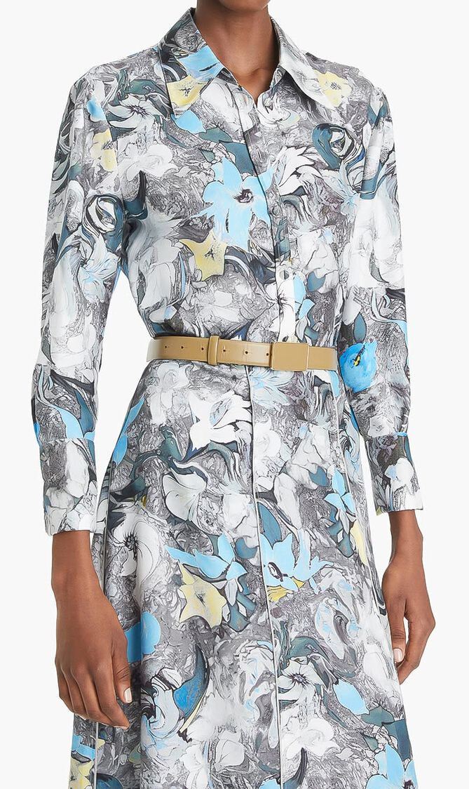 PRINTED CUFFED SILK SHIRT