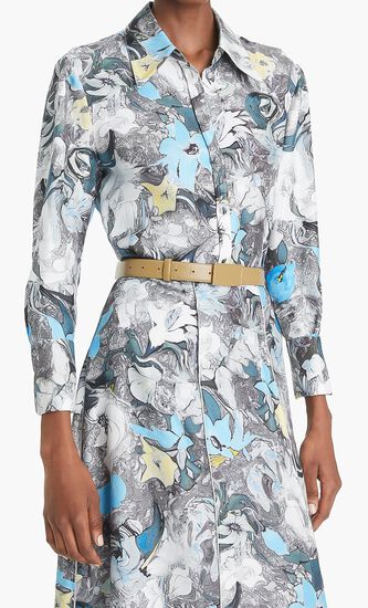 PRINTED CUFFED SILK SHIRT