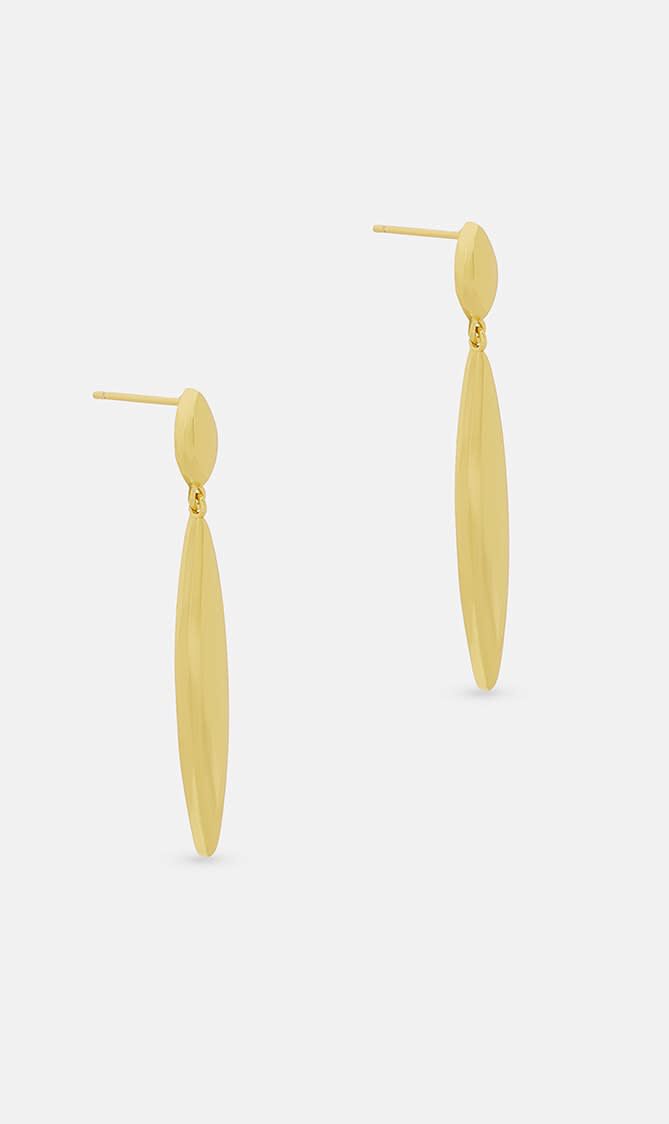 2 GOLD POST TOP AND DROP EARRING