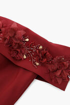 Salmon Long Crepe Back Satin Evening Dress