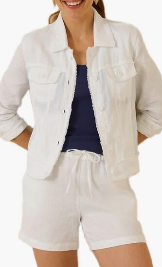 Two Palms Linen Raw-Edge Jacket