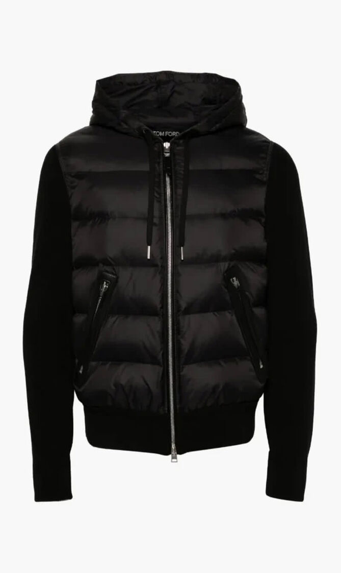 Hooded Jacket with Knit Insert