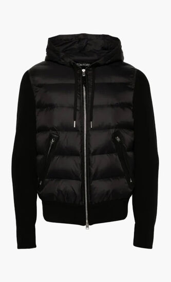 Hooded Jacket with Knit Insert