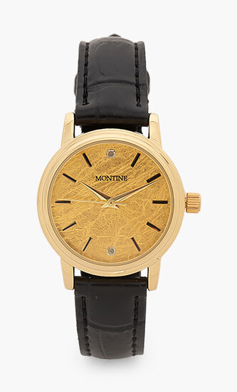 24K Gold Leaf Diamonds Analog Watch