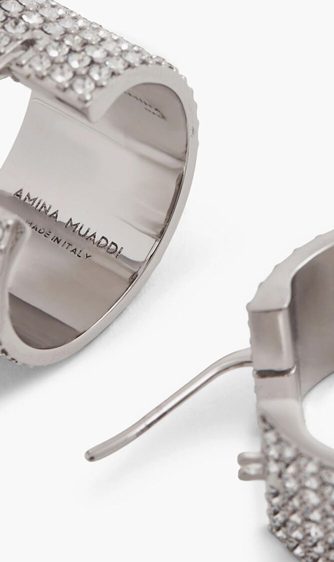 RIH HOOP SMALL WHITE CRYSTALS & SILVER BASE