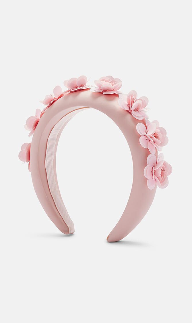 PINK SATIN 3D FLOWER HEADBAND