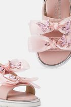 SWAROVSKI BUTTERFLIES ORGANZA BOWS EMBELLISHED LEATHER SANDALS