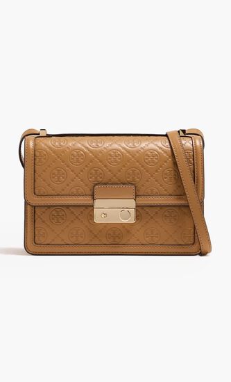 T Monogram Leather Shoulder Bag