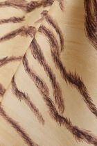 Asymmetric Ruffled Zebra Print Silk Midi Skirt