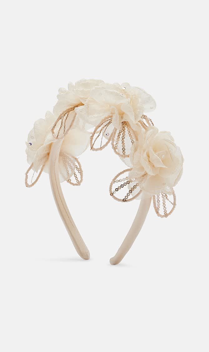 CREAM SEQUIN TULLE HEADBAND