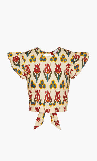 Ikat Tulips Crop Top