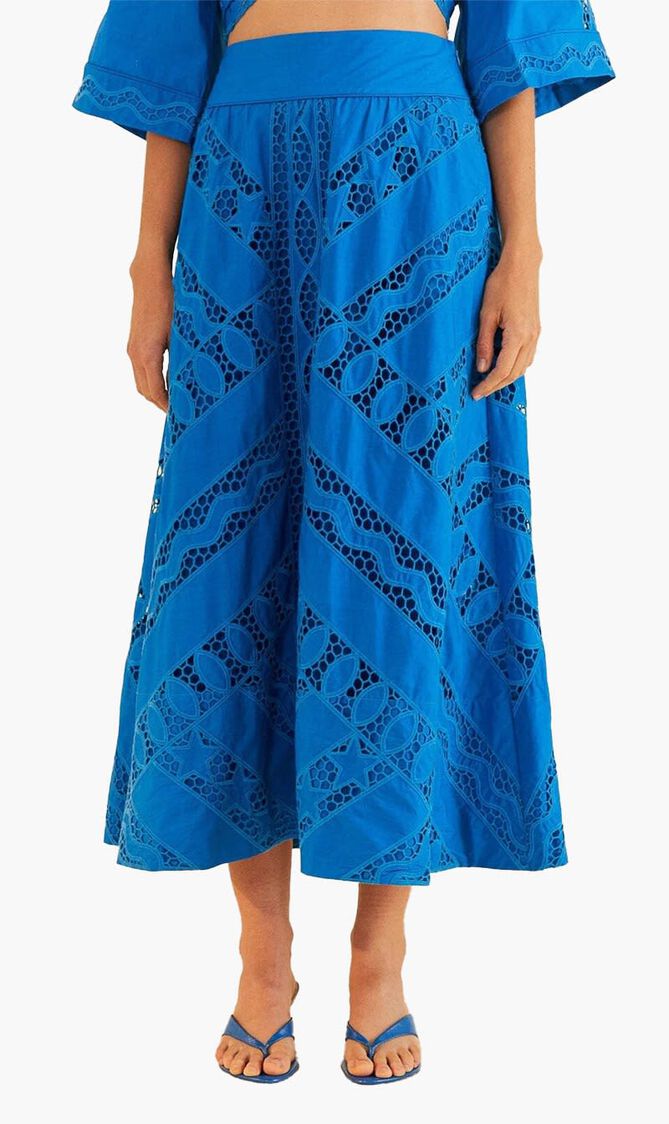 Striped Richelieu Midi Skirt