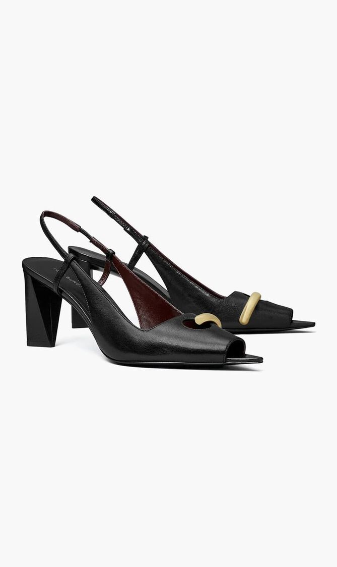 Pierced Peep Toe Slingback