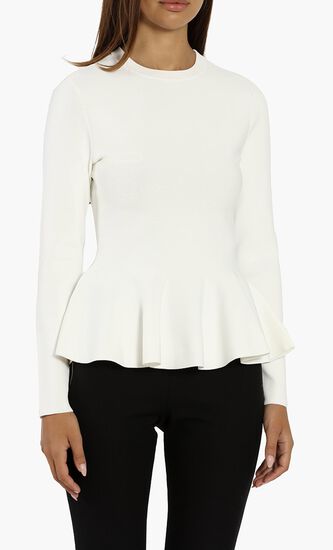 Hinlina High-Neck Peplum Sweater