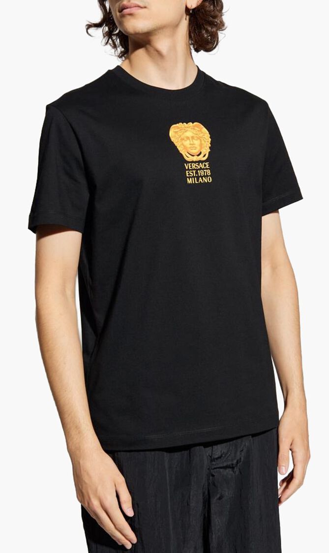 T SHIRT COMPACT COTTON JERSEY FABRIC HALL OF STATUES MEDUSA PRINT