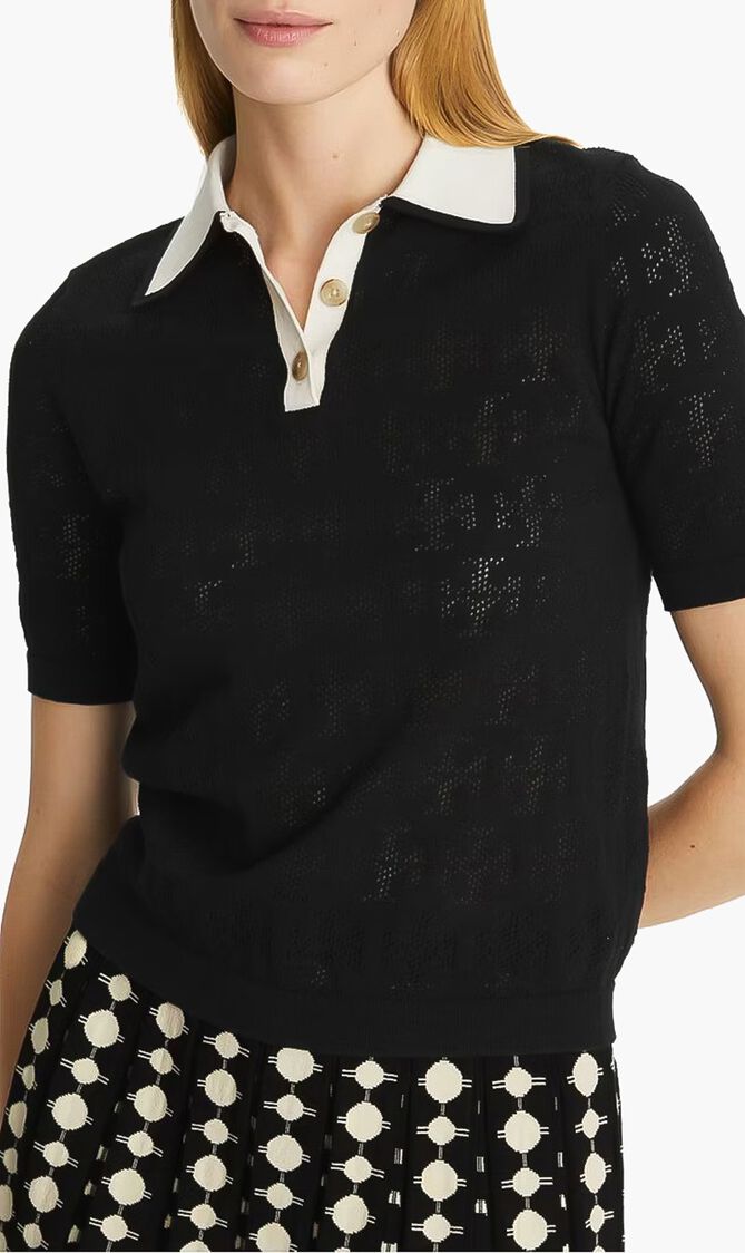 T Monogram Pointelle Polo