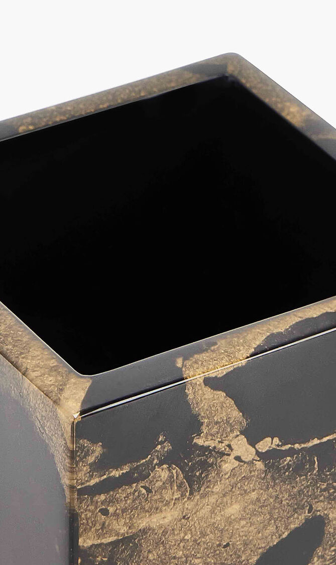 Black Gold Marble Lacquer Brush Holder