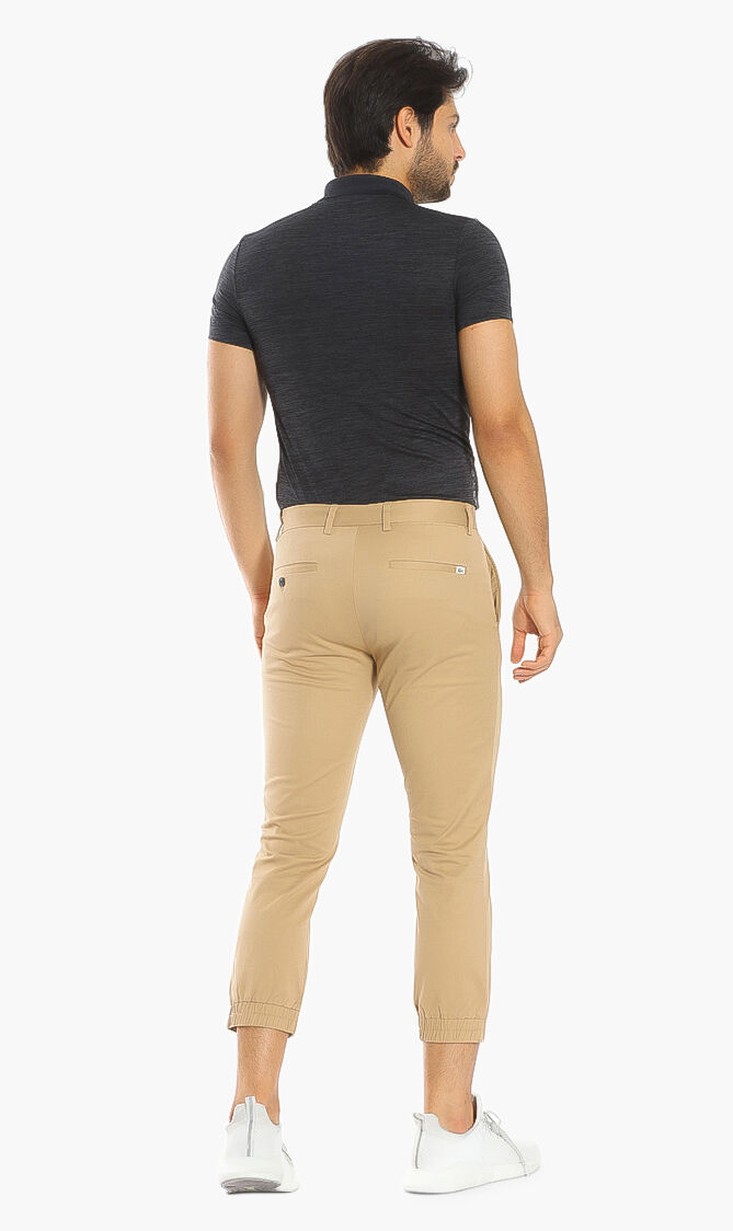 بنطال شينو قطن مطاطي بقصّة ضيقة