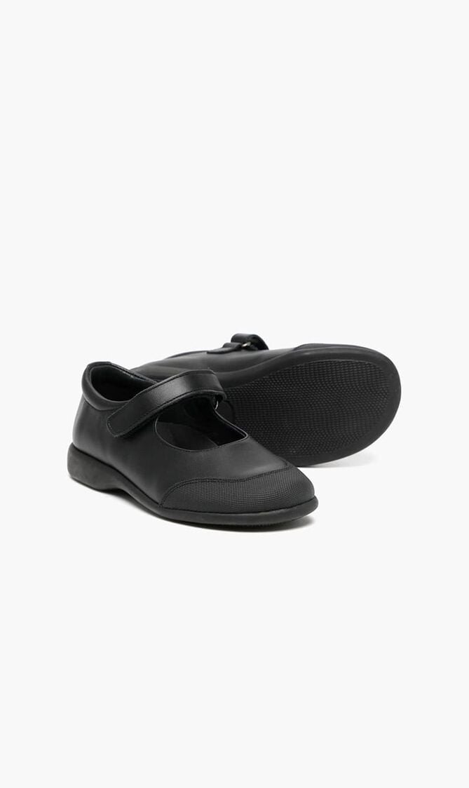 Touch-Strap Leather Ballerinas