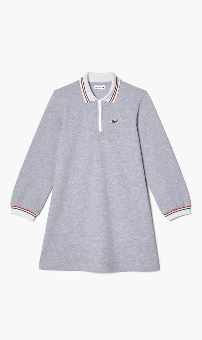 Zipped Bouclette Pique Polo Dress
