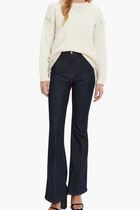 Elliss Rhinestone Chain Open-Stitch Crewneck Sweater