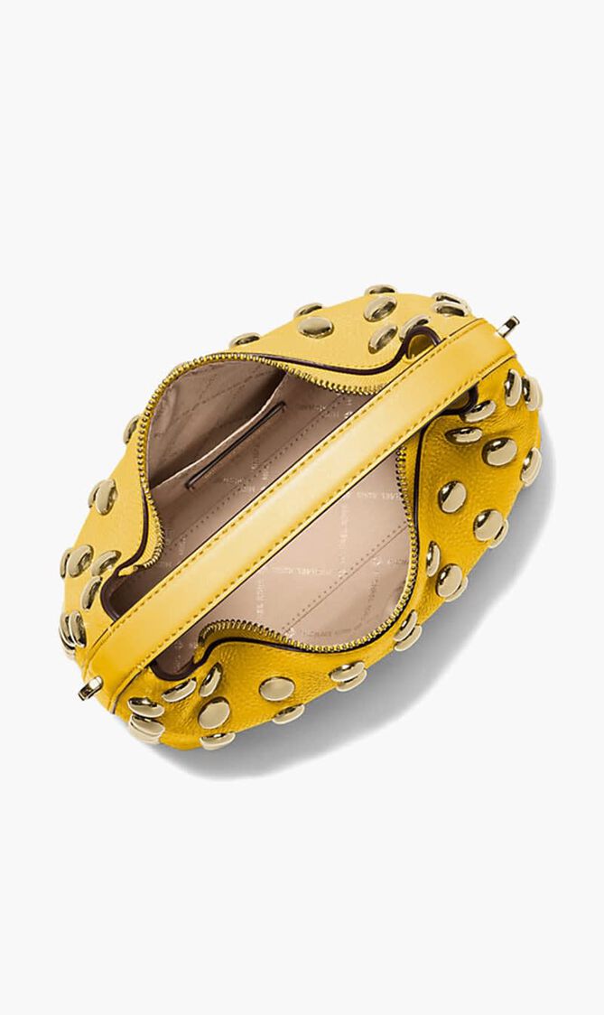 Small Embellished Pebbled Leather Messenger Bag