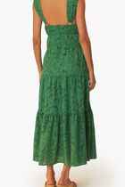 Monstera Corset Tiered Maxi Dress