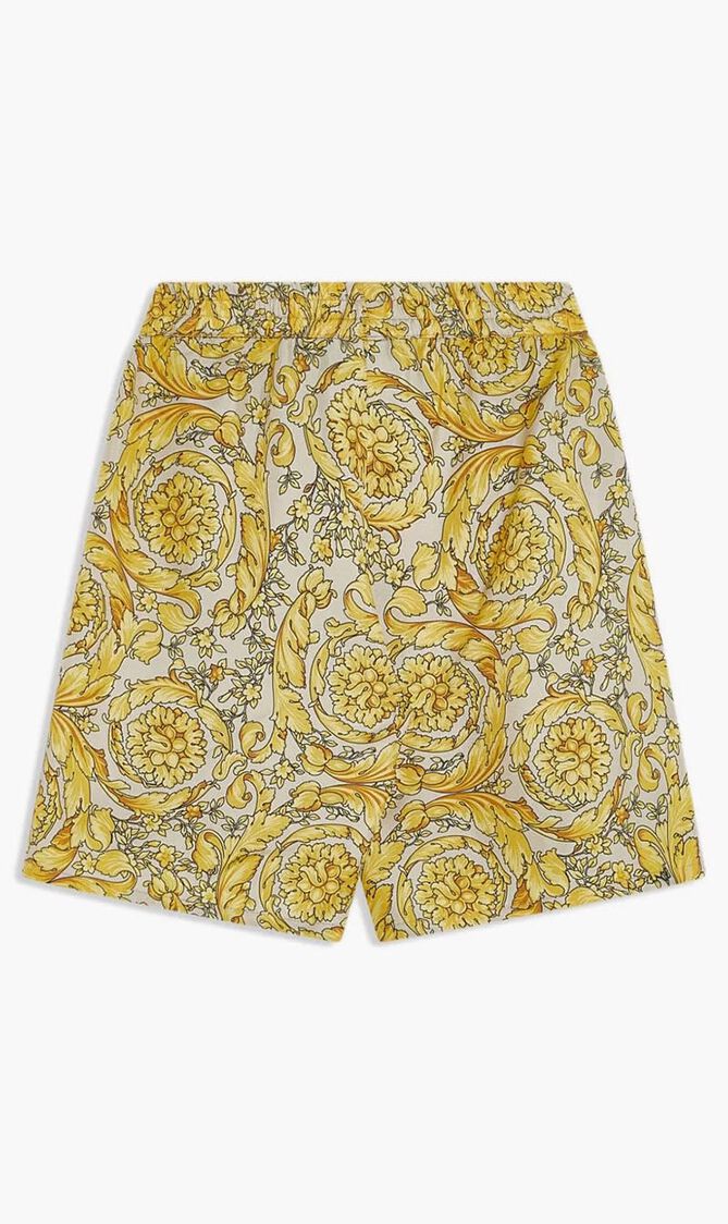 Barocco Print Silk Shorts