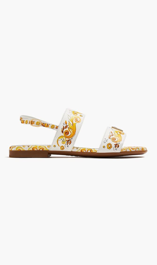 Majolica Print Calfskin Sandals