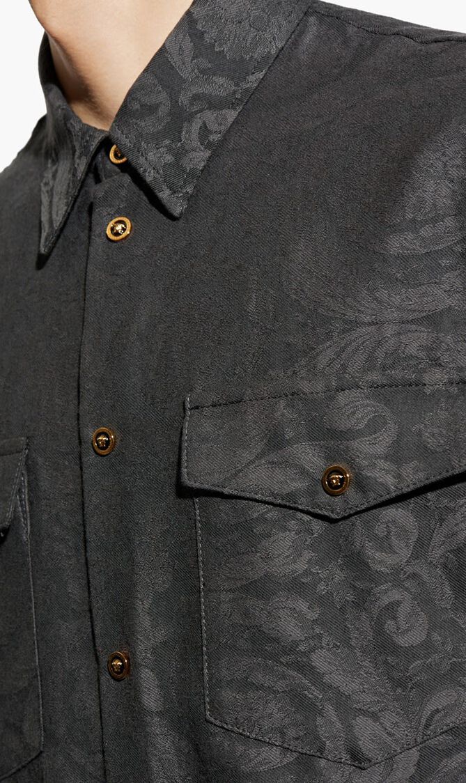 SHIRT DENIM CHAMBRAY COTTON VISCOSE BAROCCO JACQUARD