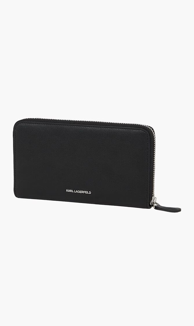 Ikonik leather wallet with zipper