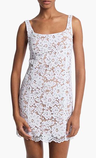 Studded Corded Floral Mini Dress