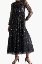 Sequin Dash Long Sleeve Gown