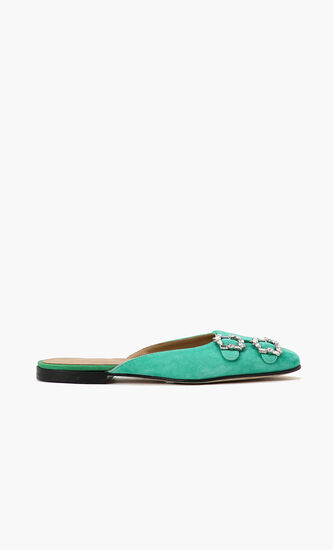 Crystal Buckle Mules