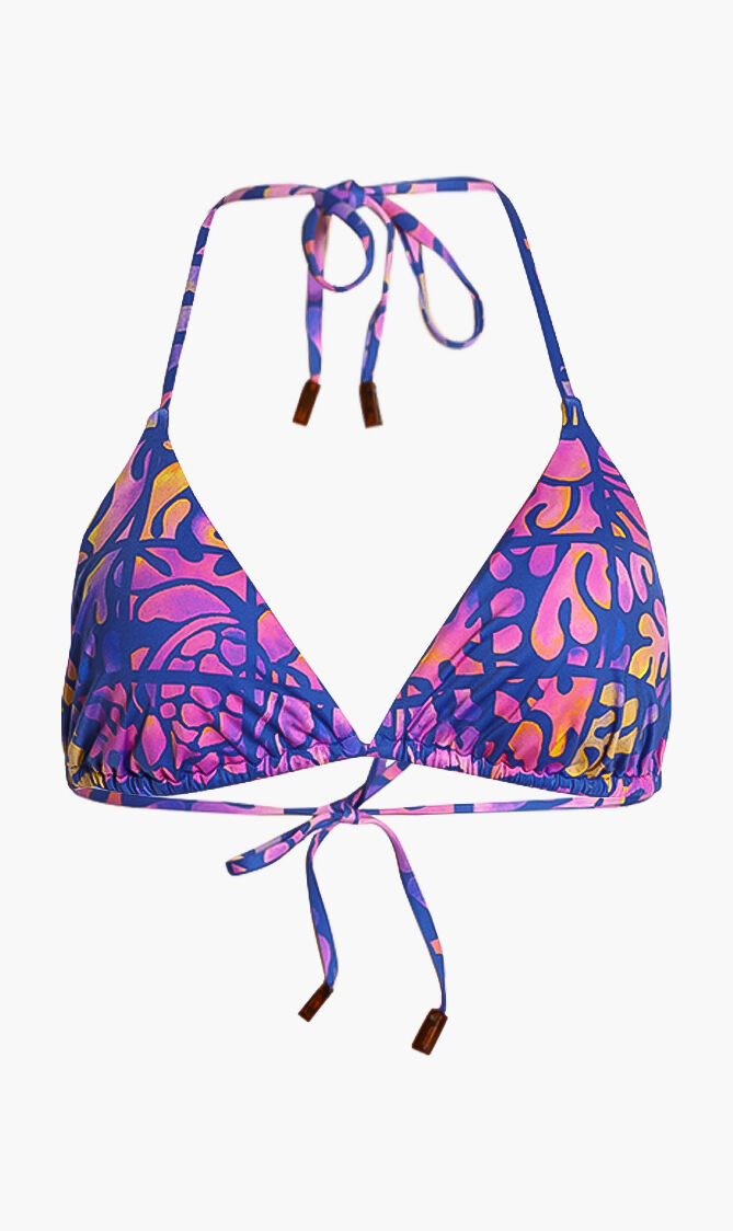 Fleur Printed Triangle Bikini Top