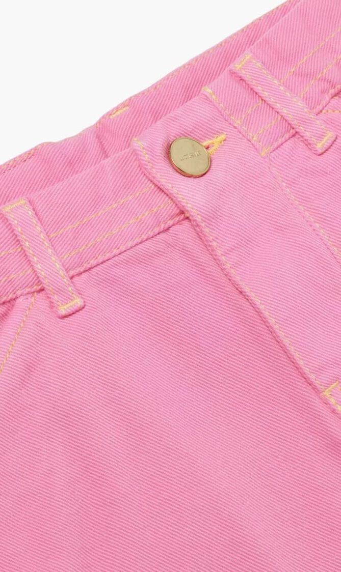 Contrast-Stitch Denim Mini Skirt