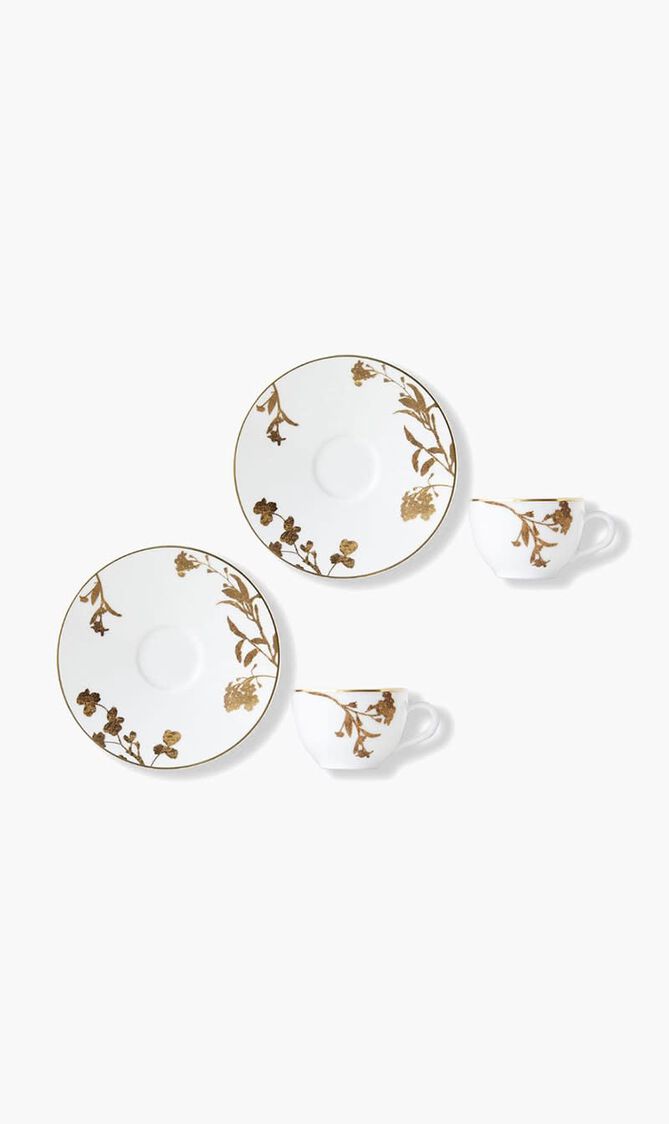 Vegetal  Set of 2 Espresso Cups and Saucers