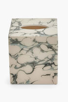 Cream Carrara Lacquer Tissue Box Holder