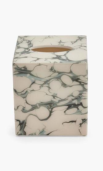 Cream Carrara Lacquer Tissue Box Holder