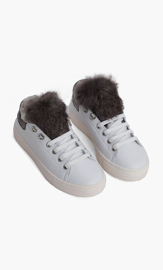 Leather Fur Tongue Sneakers