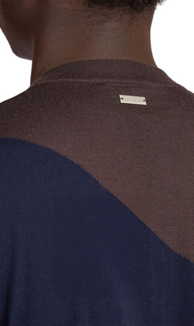 WOOL HALF ENGLISH RIBLONG SLEEVES ROUND-NECK
