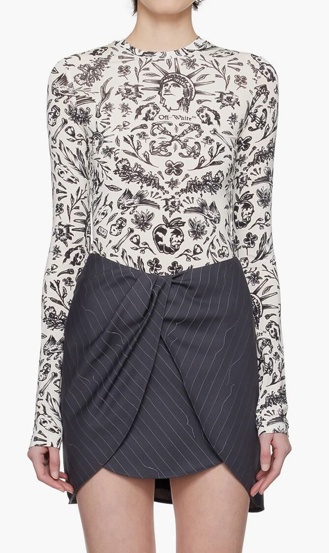 TATTOO SEC SKIN LS CREWNECK WHITE BLACK