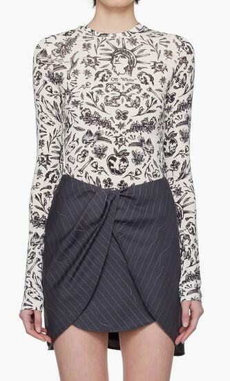 TATTOO SEC SKIN LS CREWNECK WHITE BLACK