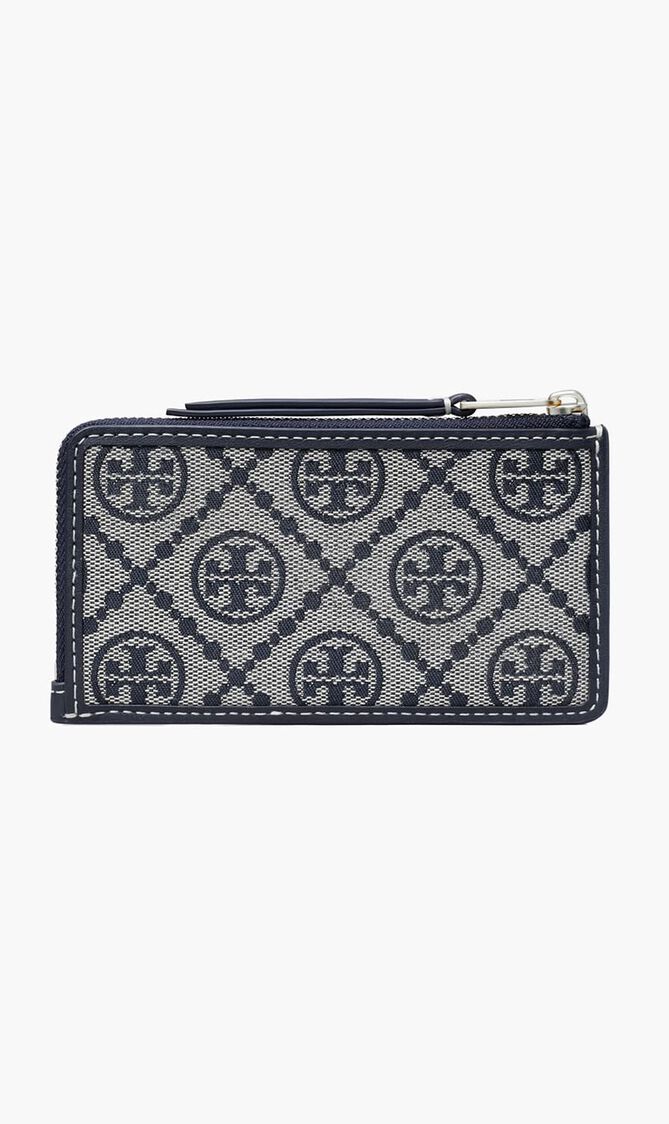 T Monogram Zip Card Case