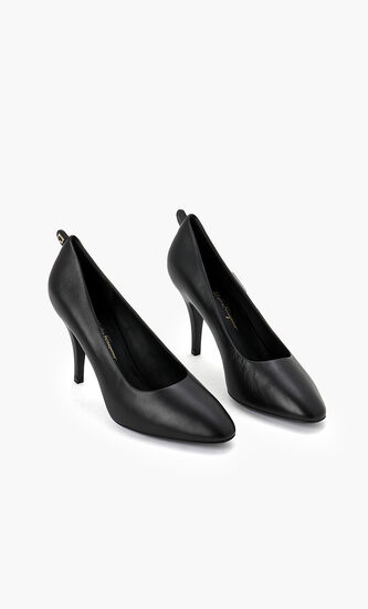 Ladies Black Leather Gancini Pumps