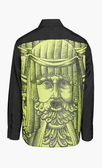 INFORMAL SHIRT EXTRA COMPACT VISCOSE GABARDINE FABRIC + MASKS PRINT MESH