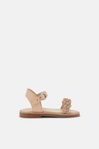 CRYSTAL BRAID BAND EMBELLISHED LEATHER SANDAL