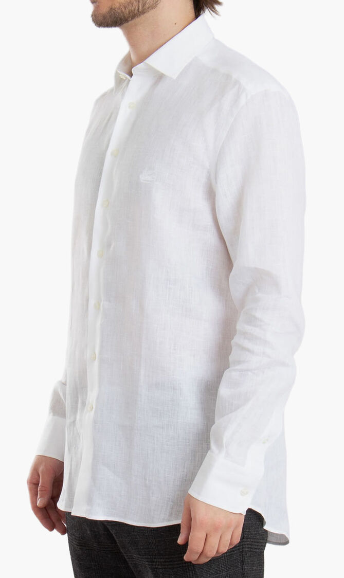Roma Fit Embroidered Linen Shirt
