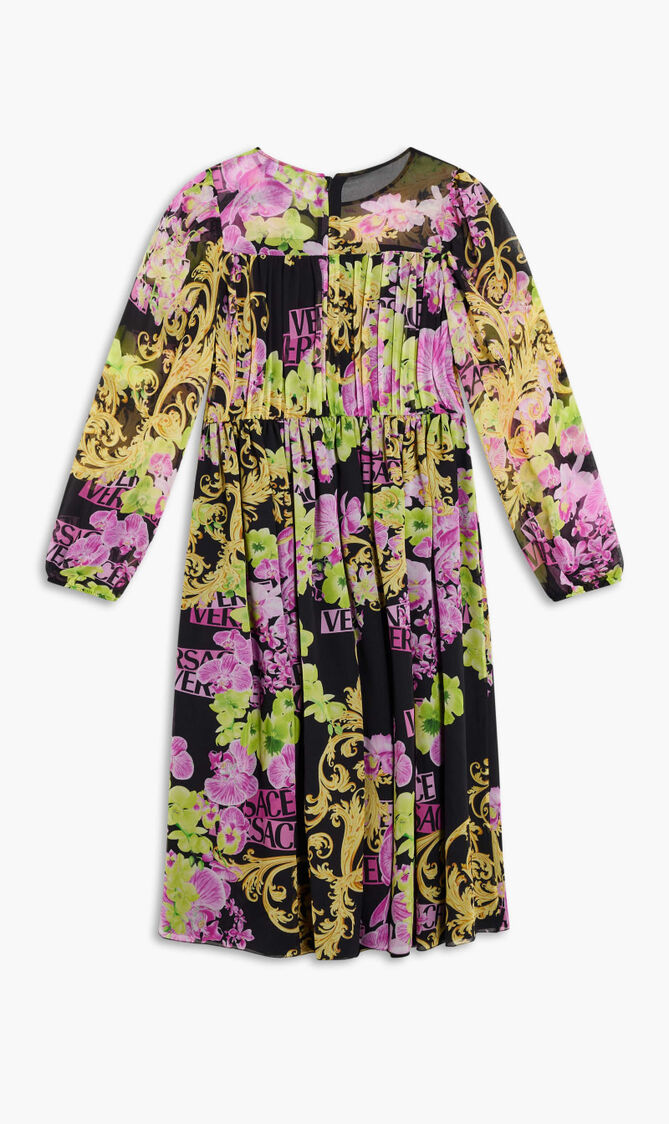 JG DRESS LS FLOWY MIDI CHIFFON AO ORCHID